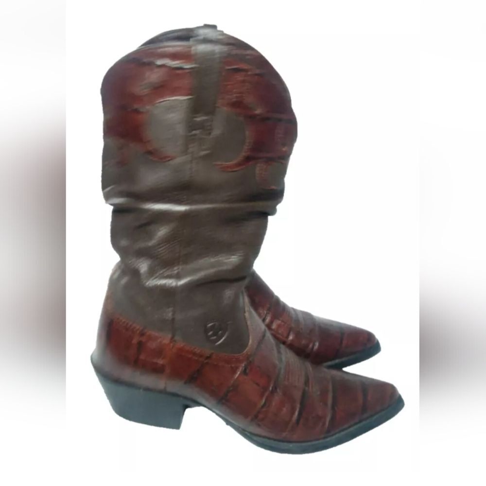 Ariat Ginger Choc Gator Western Cowboy Slouch Boots 13826 Women's 10 B MSRP $199